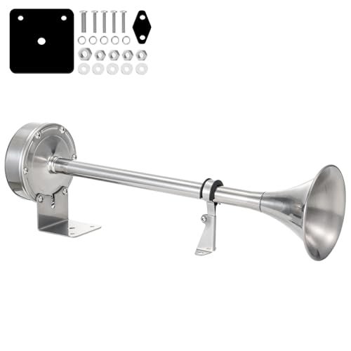 AOLIHAN Upgraded Boat Horn 130dB - Marine Grade Waterproof Stainless Steel Single Trumpet - Super Loud for Boats, Trucks, RVs & Trailers（Upgraded single horn） - Image 1