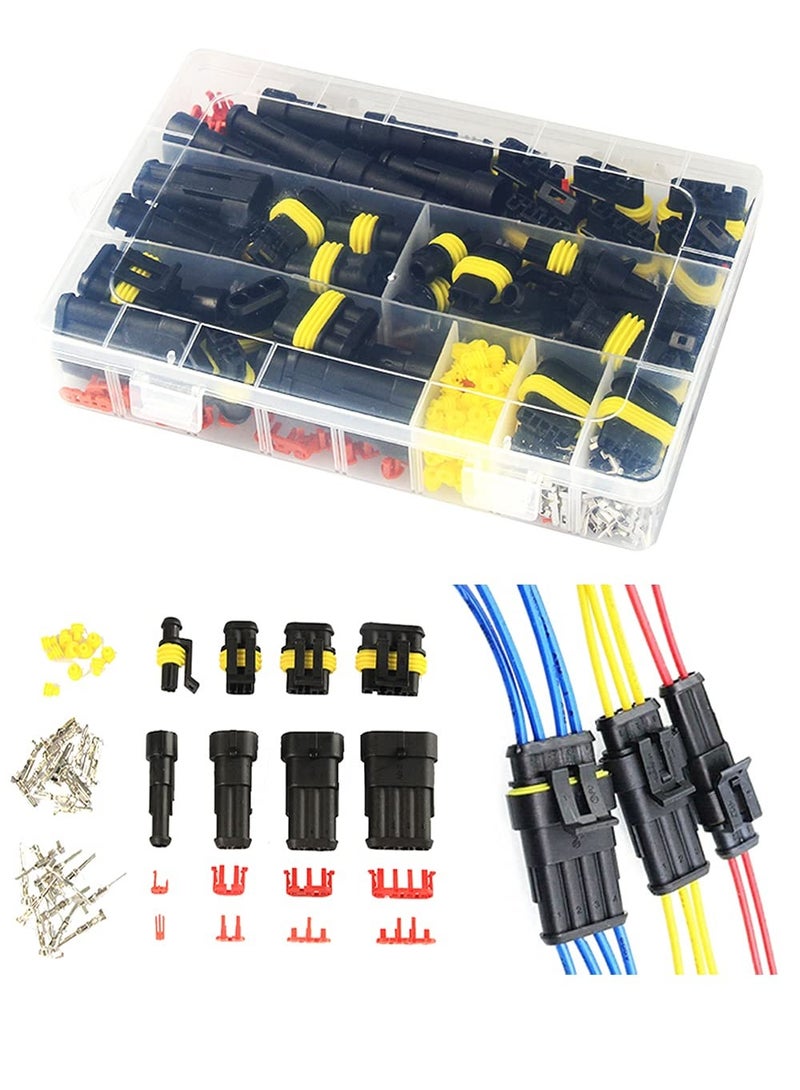 Waterproof Automotive Electrical Connector Terminal Kit - 352 Pieces Boxed Set with Xenon Lamp Harness Connectors, Includes 1/2/3/4 Pin Connectors for Reliable Electrical Connections. - Image 1