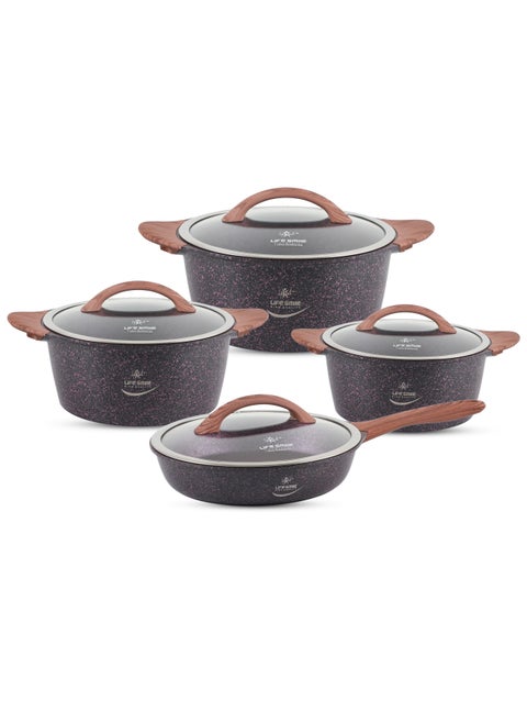 8-Piece Granite Cookware Set Kitchen Pots and Pans Set Includes Stock Pots and Frying Pan Non Stick Cookware Sets Healthy 100% PFOA & PFAS Free