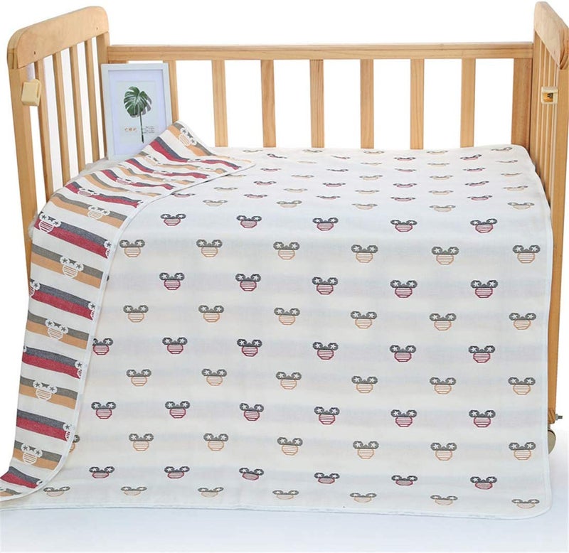 SYGA Baby's 6 Layer Muslin Cotton Stroller Cover Swaddle Wrap Receiving Blanket (110, Mickey Face) - Image 4