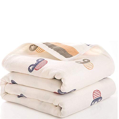 SYGA Baby's 6 Layer Muslin Cotton Stroller Cover Swaddle Wrap Receiving Blanket (110, Mickey Face) - Image 1