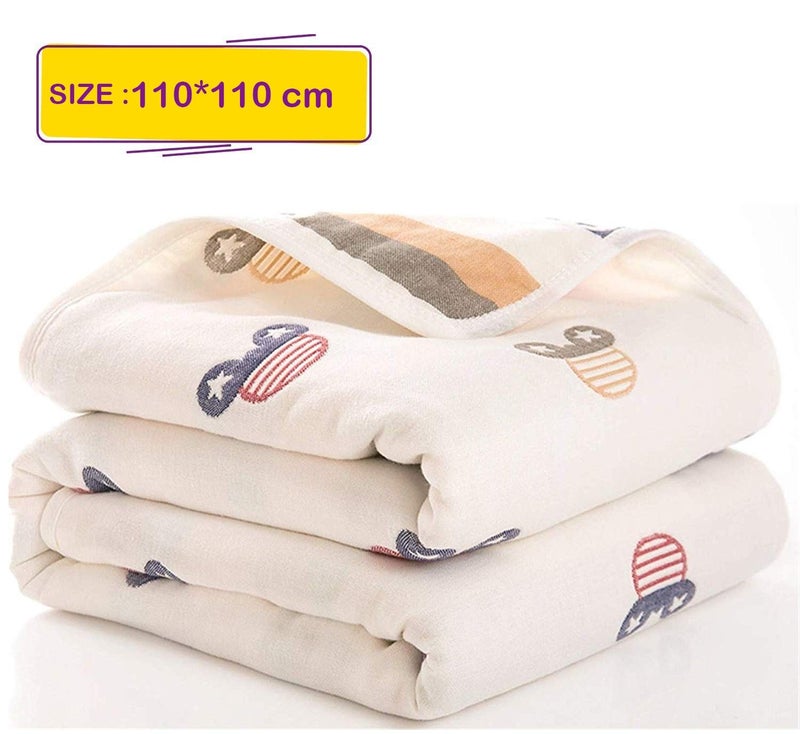 SYGA Baby's 6 Layer Muslin Cotton Stroller Cover Swaddle Wrap Receiving Blanket (110, Mickey Face) - Image 2