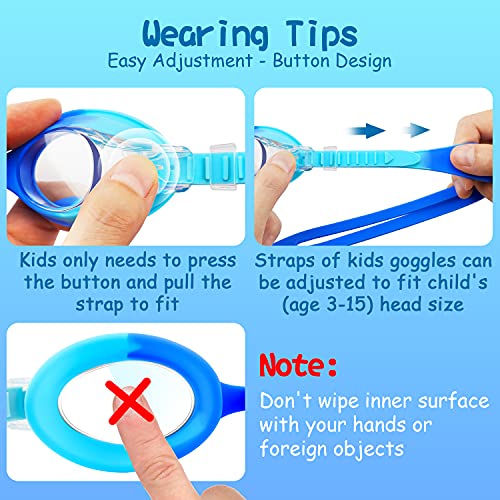 COOLOO Kids Swim Goggles, 2 Pack Swimming Goggles for Boy and Girls No Leaking Anti-Fog Waterproof Goggles for Kids 3-15 - Image 4