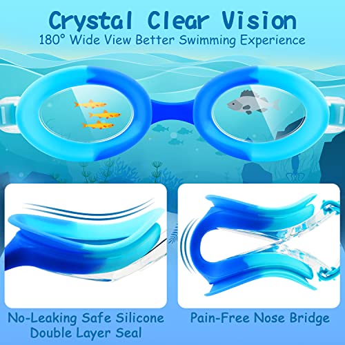 COOLOO Kids Swim Goggles, 2 Pack Swimming Goggles for Boy and Girls No Leaking Anti-Fog Waterproof Goggles for Kids 3-15 - Image 3