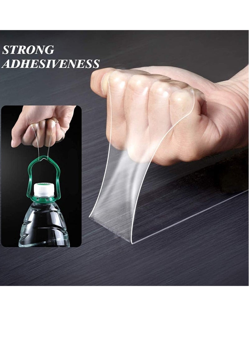 PAMEER 3-Meter Reusable Nano Gel Double-Sided Tape, Double Action Tape, Multipurpose Removable Mounting Tape Adhesive Tape, Reuseable Strong Sticky Wall Tape Strips, Transparent Tape for Household items.  - Image 2
