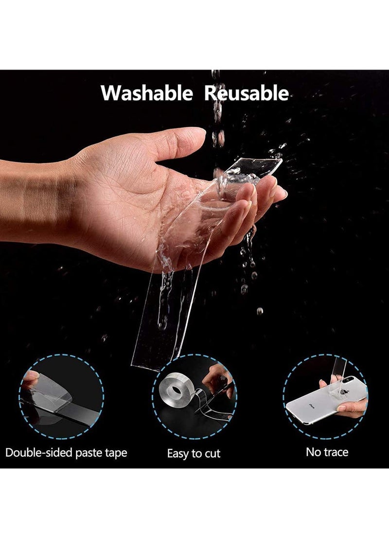 PAMEER 3-Meter Reusable Nano Gel Double-Sided Tape, Double Action Tape, Multipurpose Removable Mounting Tape Adhesive Tape, Reuseable Strong Sticky Wall Tape Strips, Transparent Tape for Household items.  - Image 4