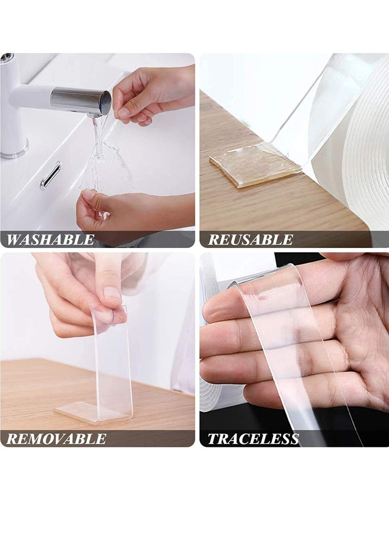 PAMEER - 3-Meter Reusable Nano Gel Double-Sided Tape, Double Action Tape, Multipurpose Removable Mounting Tape Adhesive Tape, Reuseable Strong Sticky Wall Tape Strips, Transparent Tape for Household items. - Image 1