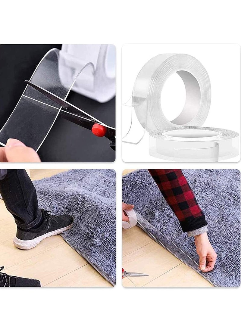 PAMEER - 3-Meter Reusable Nano Gel Double-Sided Tape, Double Action Tape, Multipurpose Removable Mounting Tape Adhesive Tape, Reuseable Strong Sticky Wall Tape Strips, Transparent Tape for Household items. - Image 1