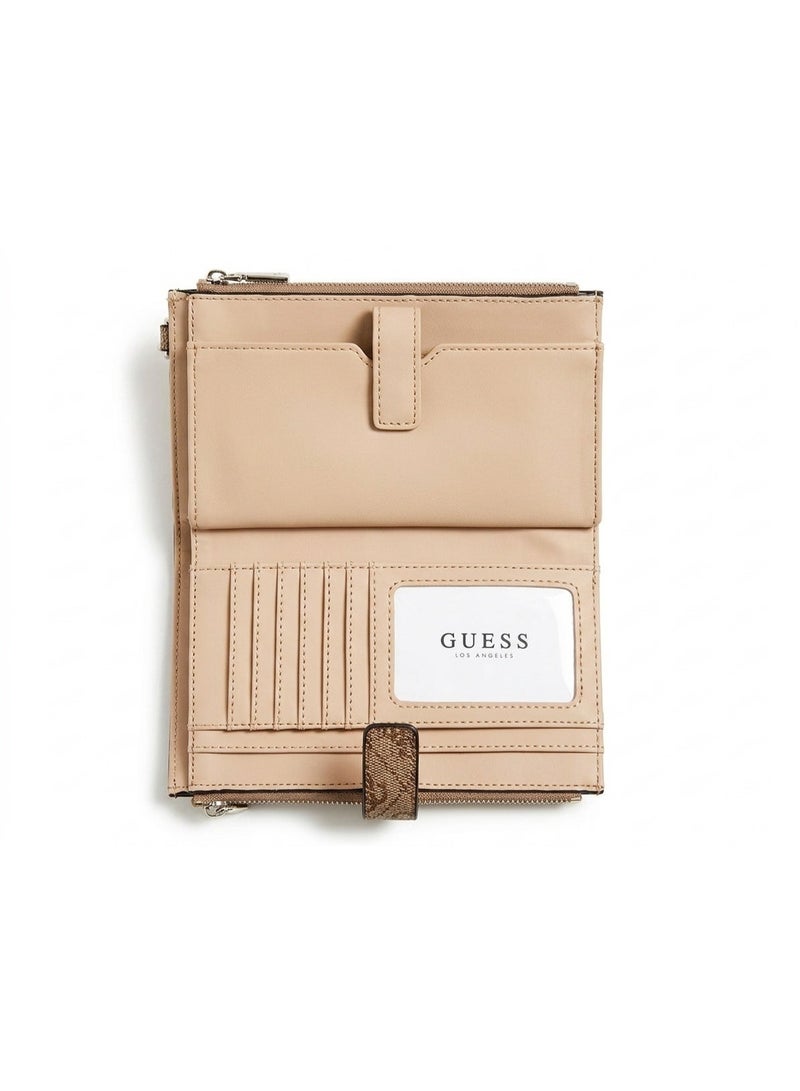 GUESS Women's Clutch Wallet - Beige & Charcoal Logo - Image 4