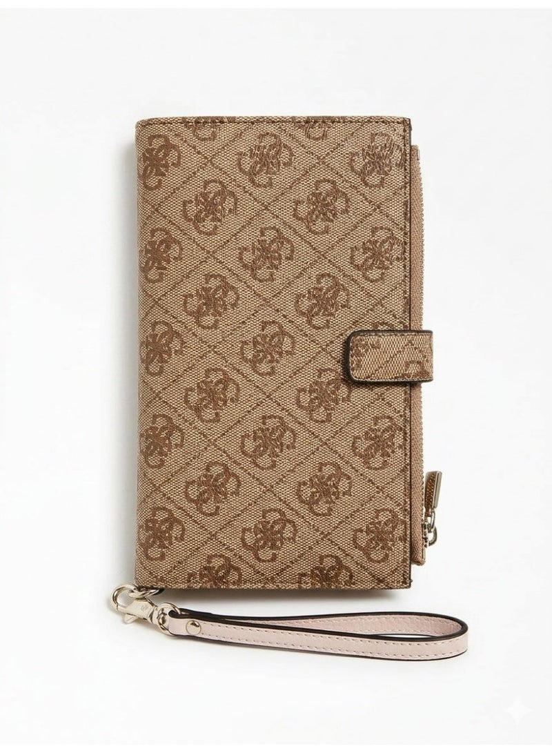GUESS Women's Clutch Wallet - Beige & Charcoal Logo - Image 3