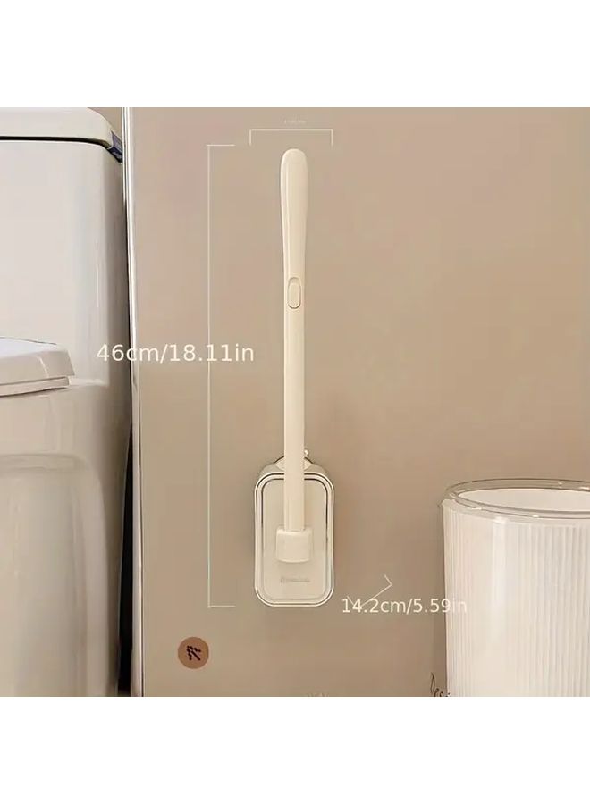 Cream White Disposable Toilet Brush Set With 8 Replacement Heads Wall Mounted Hygienic Ergonomic Handle - Image 3