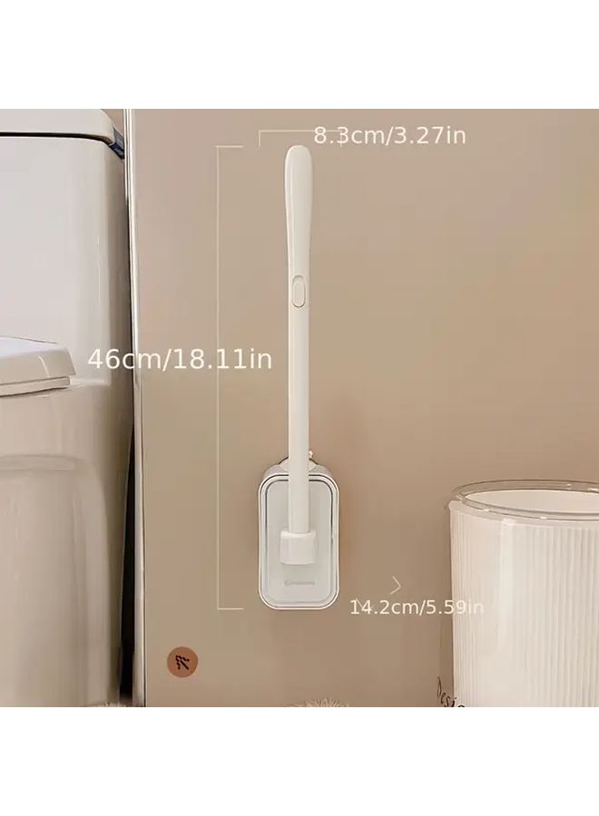 Cream White Disposable Toilet Brush Set With 8 Replacement Heads Wall Mounted Hygienic Ergonomic Handle - Image 2
