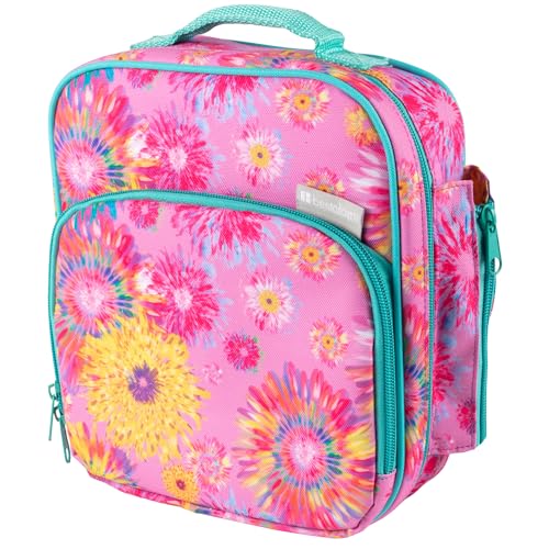 Bentology Kids Insulated Lunch Box w Snack Pocket & Water Bottle Holder (Floral)-Boys or Girls Back to School Lunchbox Tote Keeps Food Hotter or Colder Longer-Reusable Bag Fits Bento, Ice Packs, Containers - Image 1