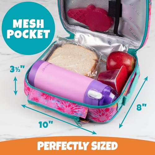 Bentology Kids Insulated Lunch Box w Snack Pocket & Water Bottle Holder (Floral)-Boys or Girls Back to School Lunchbox Tote Keeps Food Hotter or Colder Longer-Reusable Bag Fits Bento, Ice Packs, Containers - Image 4