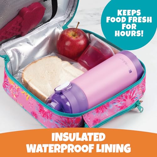 Bentology Kids Insulated Lunch Box w Snack Pocket & Water Bottle Holder (Floral)-Boys or Girls Back to School Lunchbox Tote Keeps Food Hotter or Colder Longer-Reusable Bag Fits Bento, Ice Packs, Containers - Image 2