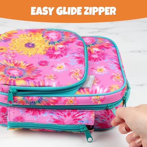 Bentology Kids Insulated Lunch Box w Snack Pocket & Water Bottle Holder (Floral)-Boys or Girls Back to School Lunchbox Tote Keeps Food Hotter or Colder Longer-Reusable Bag Fits Bento, Ice Packs, Containers - Image 5