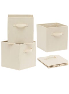 Arabest Collapsible Fabric Storage Cubes Organizer, Set of 4 Home Foldable Collapsible Storage Box, Fabric Cubby Organizer Baskets with Dual Handles, Cube Storage Bins for Shelf, Home and Office  - Image 1