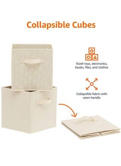 Arabest Collapsible Fabric Storage Cubes Organizer, Set of 4 Home Foldable Collapsible Storage Box, Fabric Cubby Organizer Baskets with Dual Handles, Cube Storage Bins for Shelf, Home and Office  - Image 5