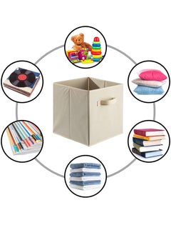 Arabest Collapsible Fabric Storage Cubes Organizer, Set of 4 Home Foldable Collapsible Storage Box, Fabric Cubby Organizer Baskets with Dual Handles, Cube Storage Bins for Shelf, Home and Office  - Image 4