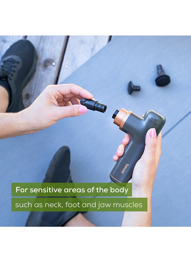 Beurer MG 79 Limited Edition Massage Gun Compact Massage Gun with 3 Attachments Gentle Trigger Point Massage for Sensitive Body Areas Handy Muscle Massager with 3 Intensity Levels  - Image 4