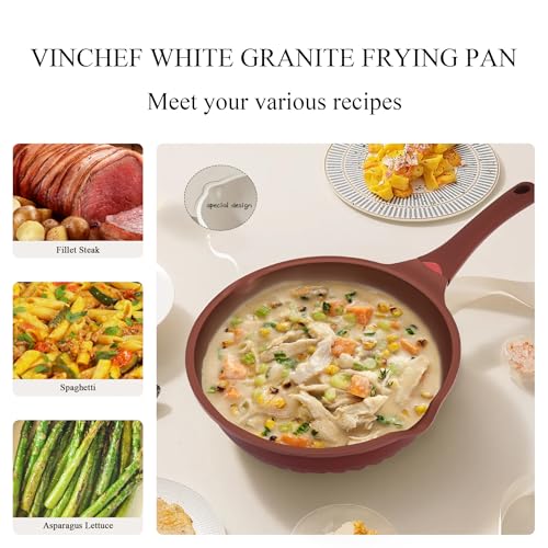 Vinchef Nonstick Toxin-Free Ceramic Cookware Deep Frying Pan Saute Pan with Lid, 12in/5.5Qt Fry Pan, German 3C+ Ceramic Coating Technology, Heat Indicator, Induction Compatible - Image 4