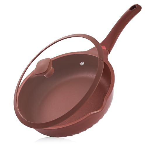 Vinchef Nonstick Toxin-Free Ceramic Cookware Deep Frying Pan Saute Pan with Lid, 12in/5.5Qt Fry Pan, German 3C+ Ceramic Coating Technology, Heat Indicator, Induction Compatible - Image 1