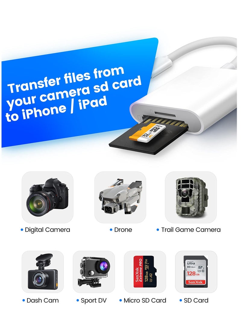 SD Card Reader for iPhone/iPad, Micro SD Card Reader with Dual Slots Compatible with iPhone - Image 2