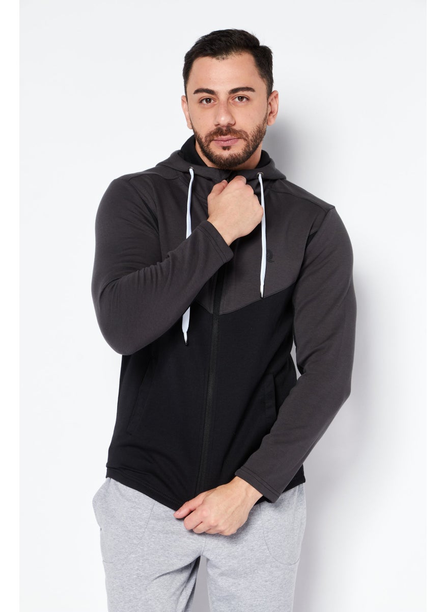 Nordland Men Sportswear Fit Long Sleeve Outdoor Hoodie, Dark Grey  - Image 1
