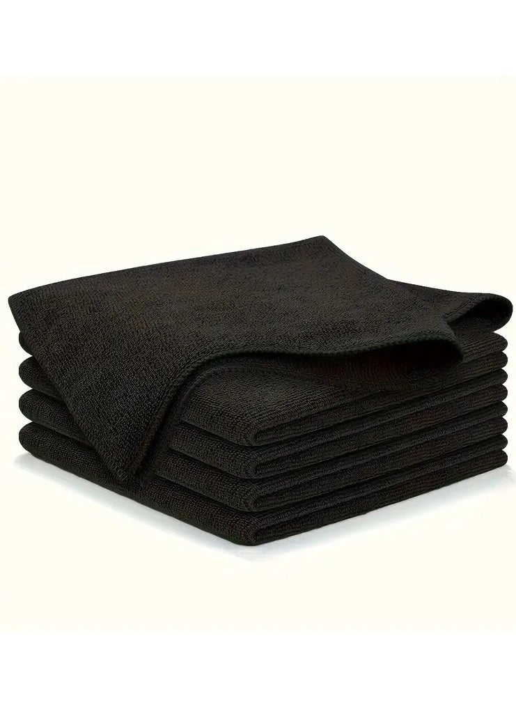 Generic 5 pcs Kitchen Towel, Ultra-fine Fiber Black Cleaning Cloth Set, Absorbent, Soft and Stain-removing Cloth, For Cleaning Glass, Cooking Bench, Pot, Bowl, Water Tap, Lampblack Machine  - Image 1