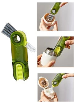 FALMER 3 in 1 Multifunctional Cleaning Brush U-Shaped Silicone Bottle Cleaner Brush Cup Lid Crevice Cleaning Brush Home Kitchen Cleaning Tools (Green)  - Image 1