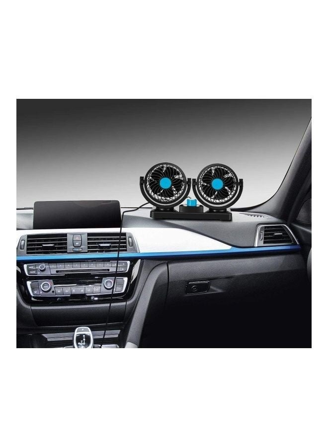 12V DC Electric Car Fan for Dashboard 360 Degree Rotatable Dual Head, 2 Speed Cooling Air Fan - Image 3