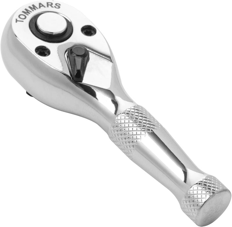 TOMMARS 3/8-Inch Drive Stubby Ratchet Mini Ratchet Quick-Release Head 72-Tooth - Image 1