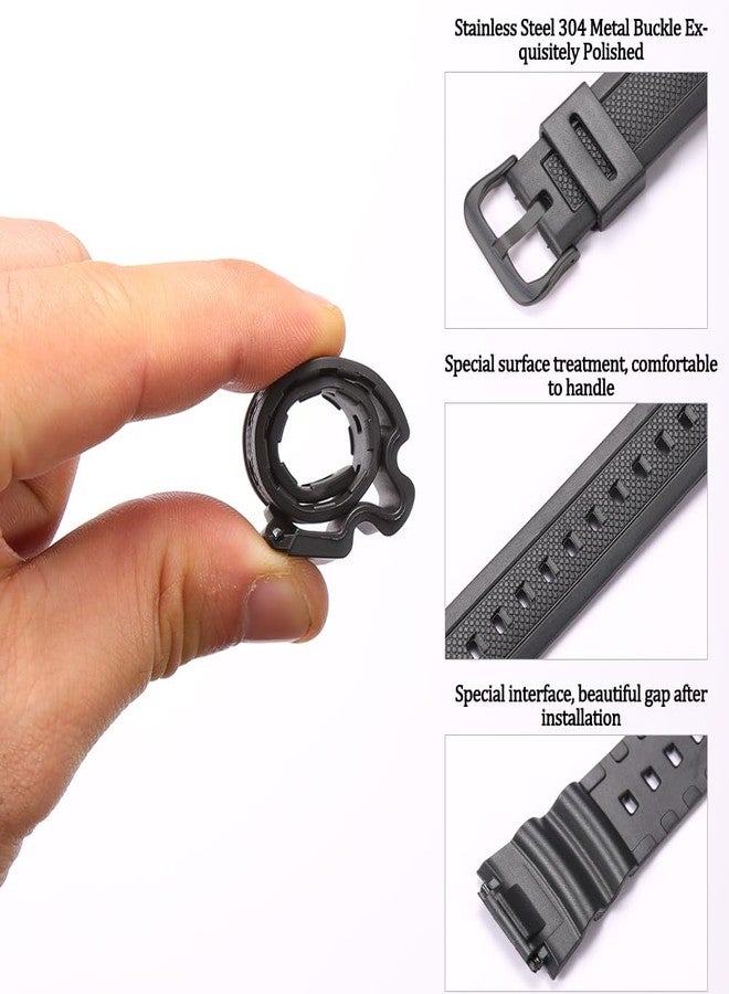 MCXGL Natural Resin Replacement Watch Band Compatible with Casio W218H W-219H AE1200WH AE-1300WH W800H SGW-300H F-108WH Waterproof Rubber strap, BLACK, 18mm, Modern - Image 5
