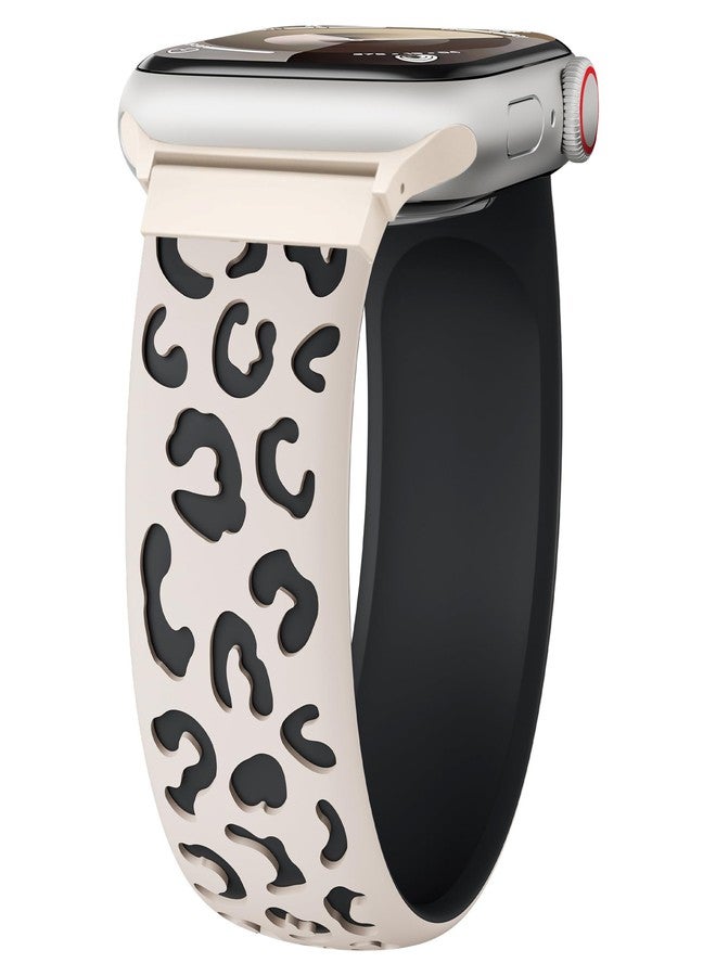 Wowstrap Silicone Solo Loop for Apple Watch Band 41mm 40mm 38mm 45mm 44mm 46mm 42mm Women/Men,Stretchy Engraved Sport Band Leopard Print Elastic Strap for iWatch Series 11 10 9 8 7 6 5 4 3 SE 3/2nd Ultra 49mm - Image 1