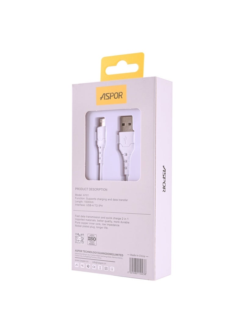 أسبور كيبل جوال ASPOR A101 USB-A إلى IPH – شحن أسرع وأداء مضمون - Image 3