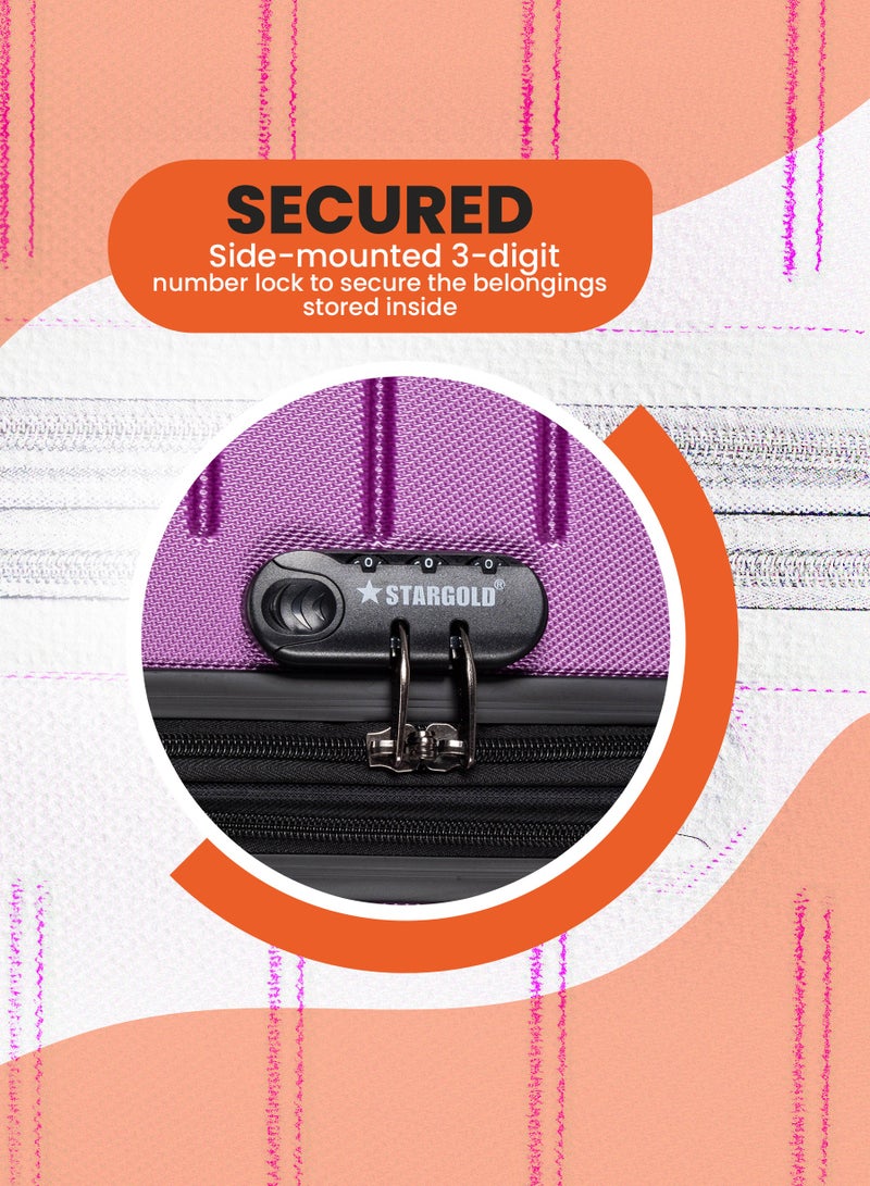 ستارجولد 4 عبوات من عربة أمتعة مقفلة ذات رقم دوار للجانب الصلب - Image 3