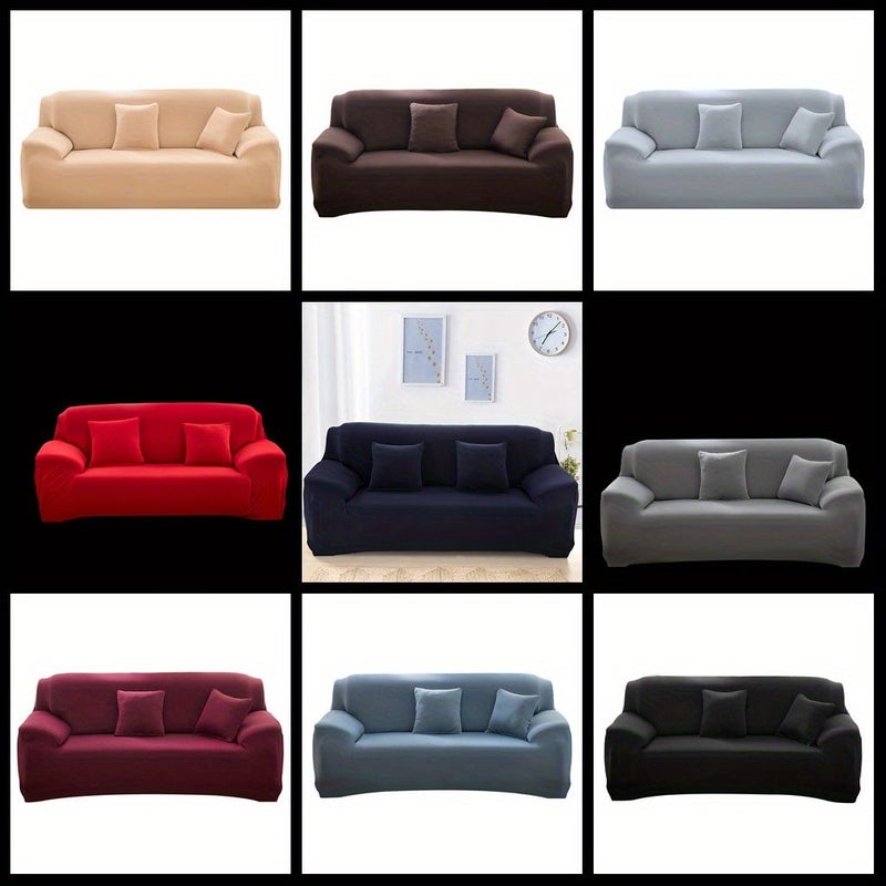 Grey Stretch Sofa Cover Set 1 2 Seater Non Slip Soft Washable Furniture Protector - Image 4