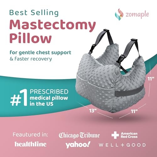 Zomaple Mastectomy Recovery Pillow with Strap, Swirly Gel Pack, Seat Belt Cover & Shower Lanyard – Post-Op Essentials, Breast Augmentation/Reduction & Recovery Supplies – Washable Cover for Comfort - Image 2