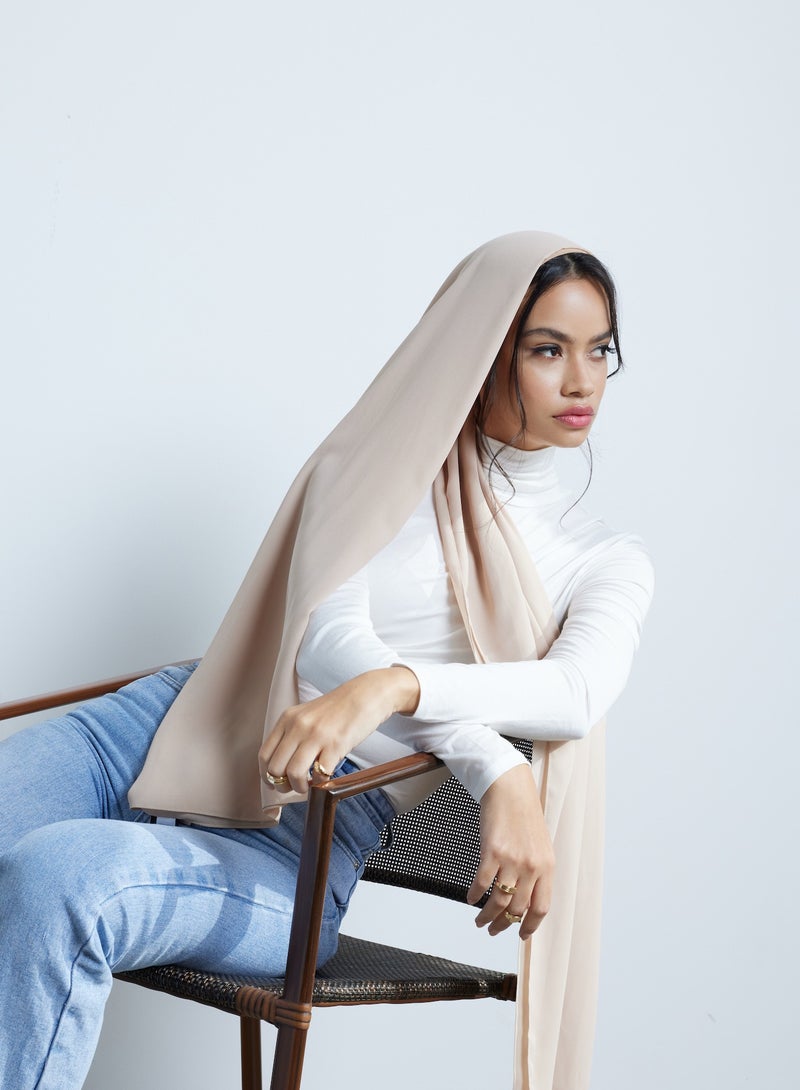 MODEST BEYOND Luxury Latte Chiffon Hijab  - Image 2
