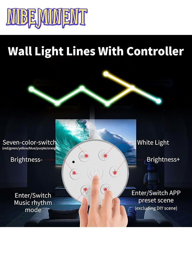 NIBEMINENT 9 خطوط إضاءة ذكية RGB واي فاي، مزامنة موسيقية لتزيين جدران المنزل بأشرطة إضاءة إبداعية مع أكثر من 16 مليون لون و40 وضع مشهد، تعمل بنمطين ضوئيين لجدران السيمفونية لغرفة الألعاب، غرفة المعيشة، غرفة النوم (أبيض) - Image 3