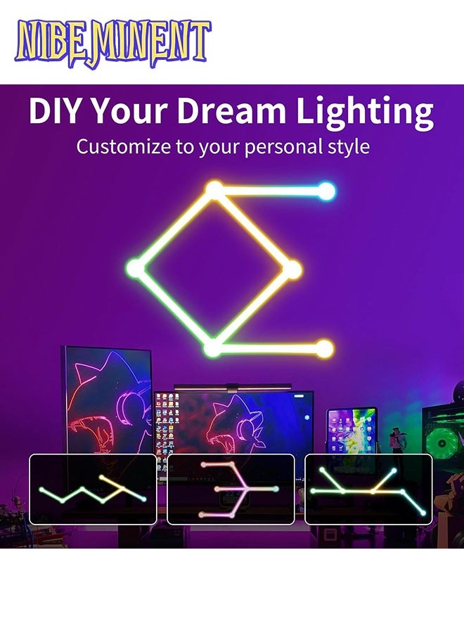 NIBEMINENT 9 خطوط إضاءة ذكية RGB واي فاي، مزامنة موسيقية لتزيين جدران المنزل بأشرطة إضاءة إبداعية مع أكثر من 16 مليون لون و40 وضع مشهد، تعمل بنمطين ضوئيين لجدران السيمفونية لغرفة الألعاب، غرفة المعيشة، غرفة النوم (أبيض) - Image 4