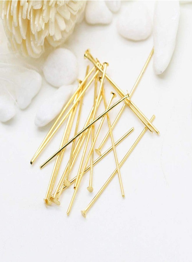Dera 100pcs/Lot (40mm) Stainless Steel Flat Head Pin Findings Dressmaker T pins For DIY Jewelry Earring Making crystals LAMP BEAD Accessories (Gold, 100pcs 40mm) - Image 1