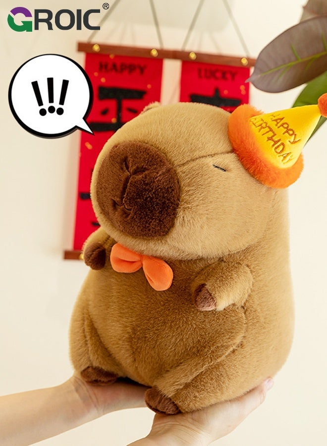 GROIC Cute Capybara Plush Wear Birthday Hat, 9 inch Kawaii Capybara Stuffed Animal Soft Doll Capybara Toys, Birthday Capybara Toy Hugging Gifts for Kids - Image 4
