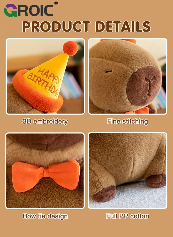 GROIC Cute Capybara Plush Wear Birthday Hat, 9 inch Kawaii Capybara Stuffed Animal Soft Doll Capybara Toys, Birthday Capybara Toy Hugging Gifts for Kids - Image 3