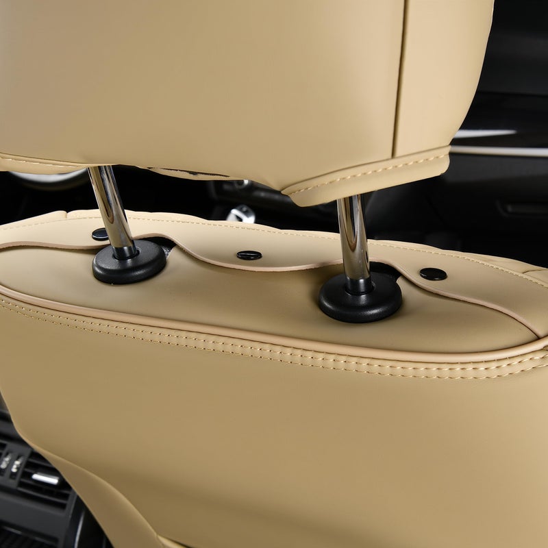FLORICH Seat Covers for Cars, Waterproof Seat Covers, Leather Car Seat Covers 2 Pack, Universal Seat Cushion Protector for Most Cars Trucks SUV-Beige - Image 4