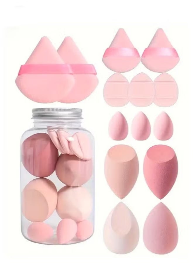 Generic 14-Piece Makeup Sponge Set- Multi soft color Mini Makeup Sponge, Powder Puff Long Lasting Beauty Sponge Wet & Dry Use for Women (Pink)  - Image 1