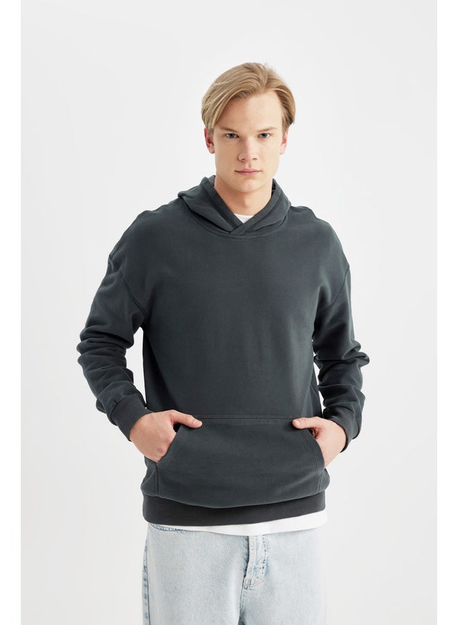 DeFacto Man Comfort Fit Hooded Long Sleeve Knitted Sweat Shirt  - Image 1