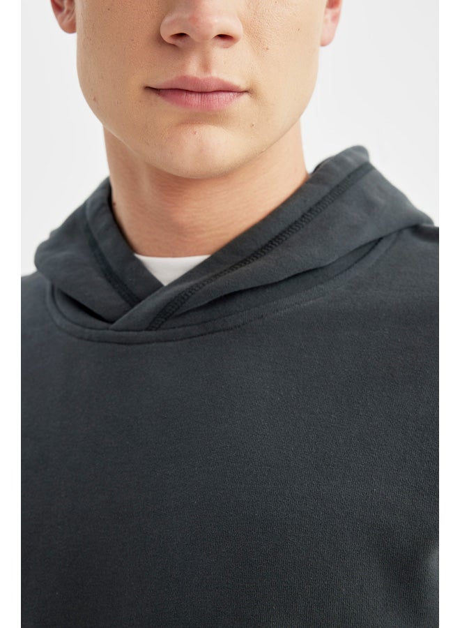 DeFacto Man Comfort Fit Hooded Long Sleeve Knitted Sweat Shirt  - Image 5
