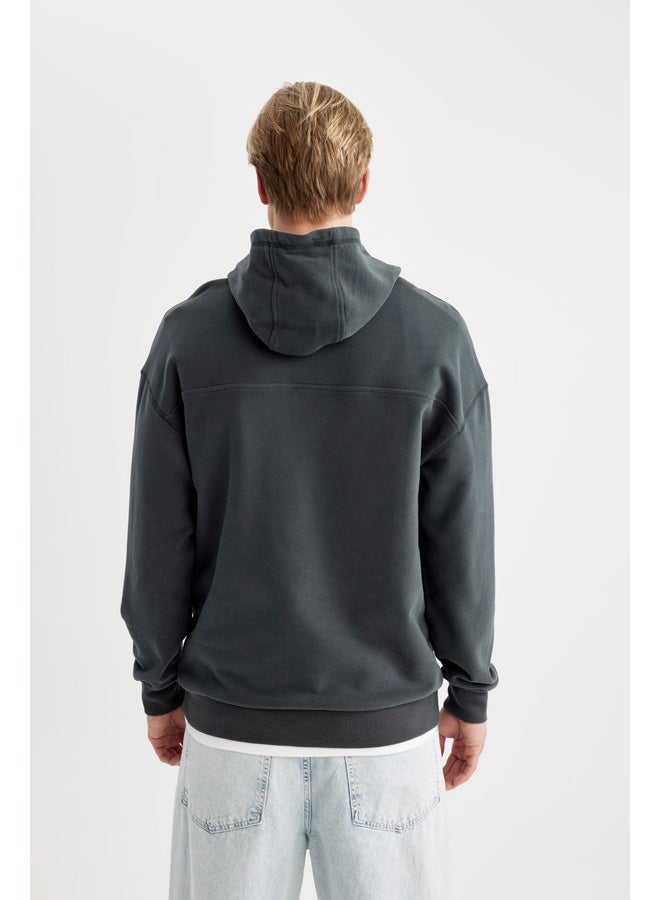DeFacto Man Comfort Fit Hooded Long Sleeve Knitted Sweat Shirt  - Image 4
