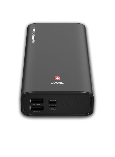 Bieudron PD Power Bank 20000MAH: Rapid Charging, 20W Output, 50% Charge in 30 Minutes* -Type-C, Micro, and Dual USB Inputs. Compatible with Apple, Samsung & More - Black